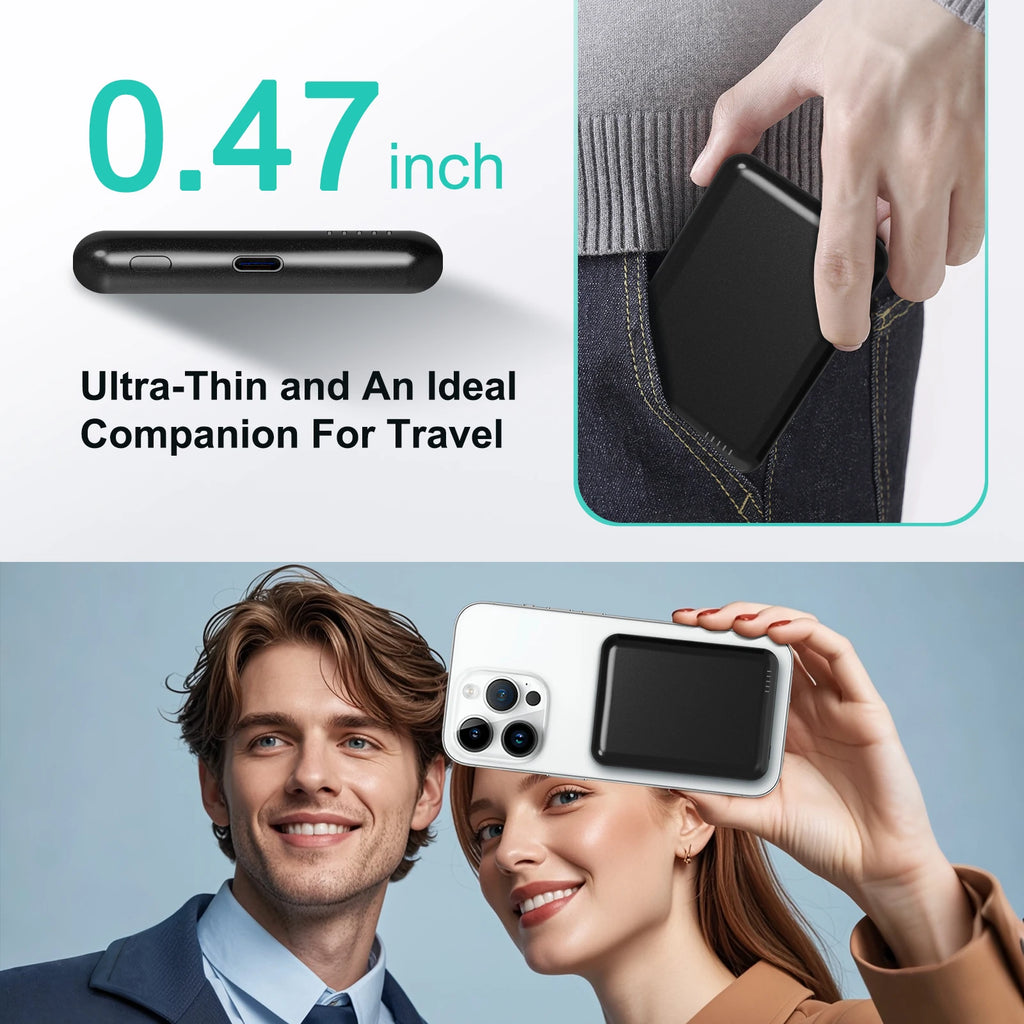Power Bank Magnético Portátil 5000mAh 20W para iPhone 12-16