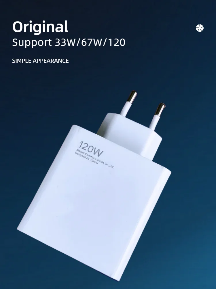 Carregador Original Xiaomi 120W Turbo com Cabo USB-C — Ficha EU