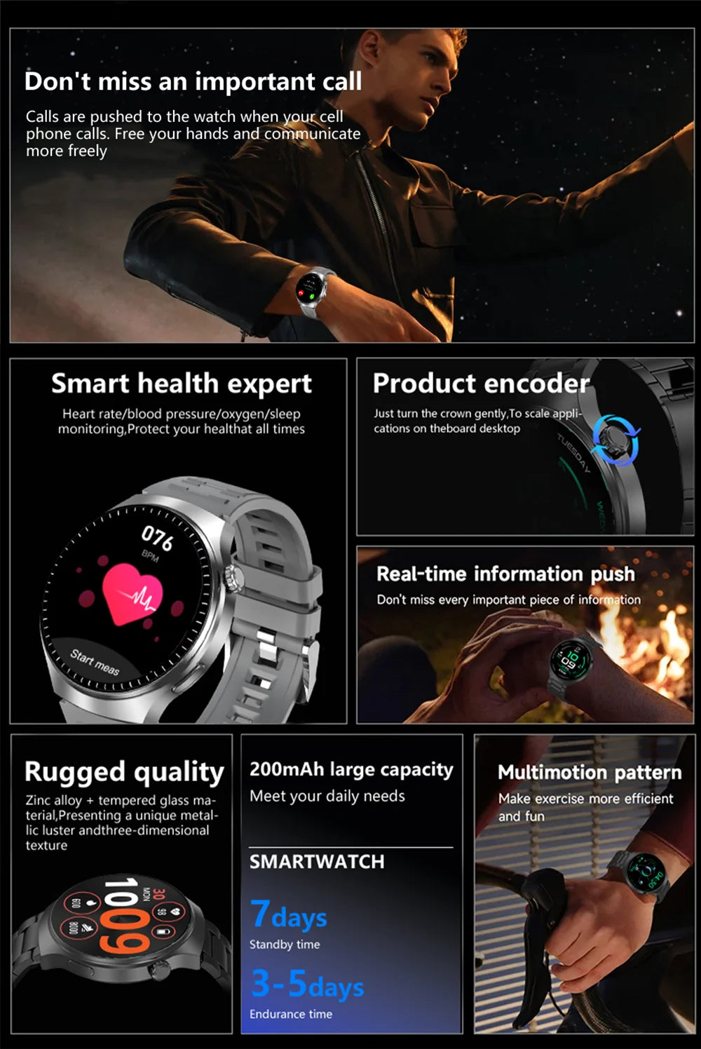 Smartwatch GT4 HD 1.52'' com Chamadas Bluetooth e Assistente de Voz