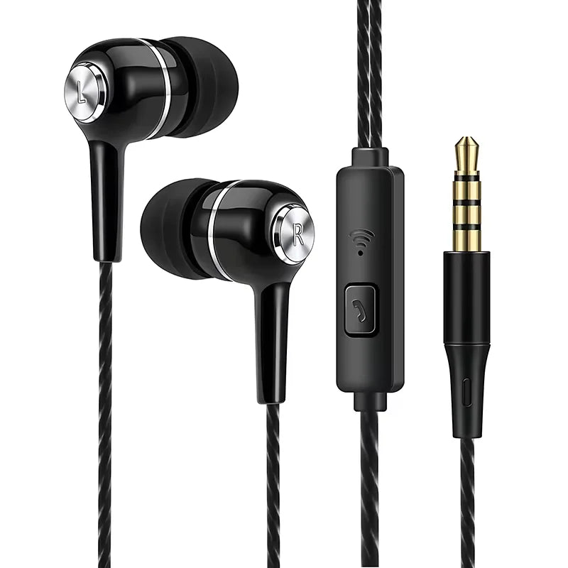 Auriculares com Fio 3.5mm HIFI Bass — Estéreo, Microfone e Desporto