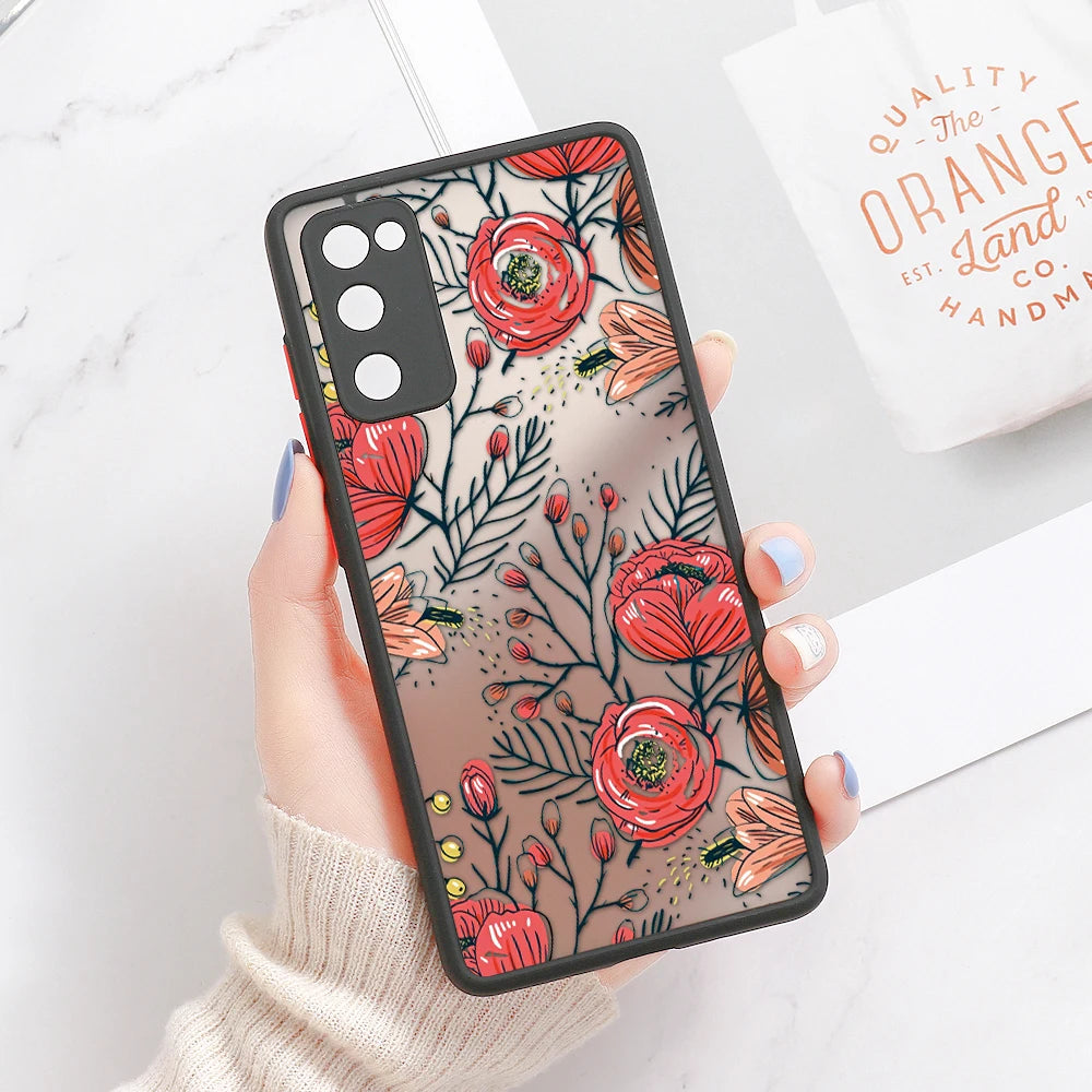Capa Matte com Padrão Floral para Samsung Galaxy S Series