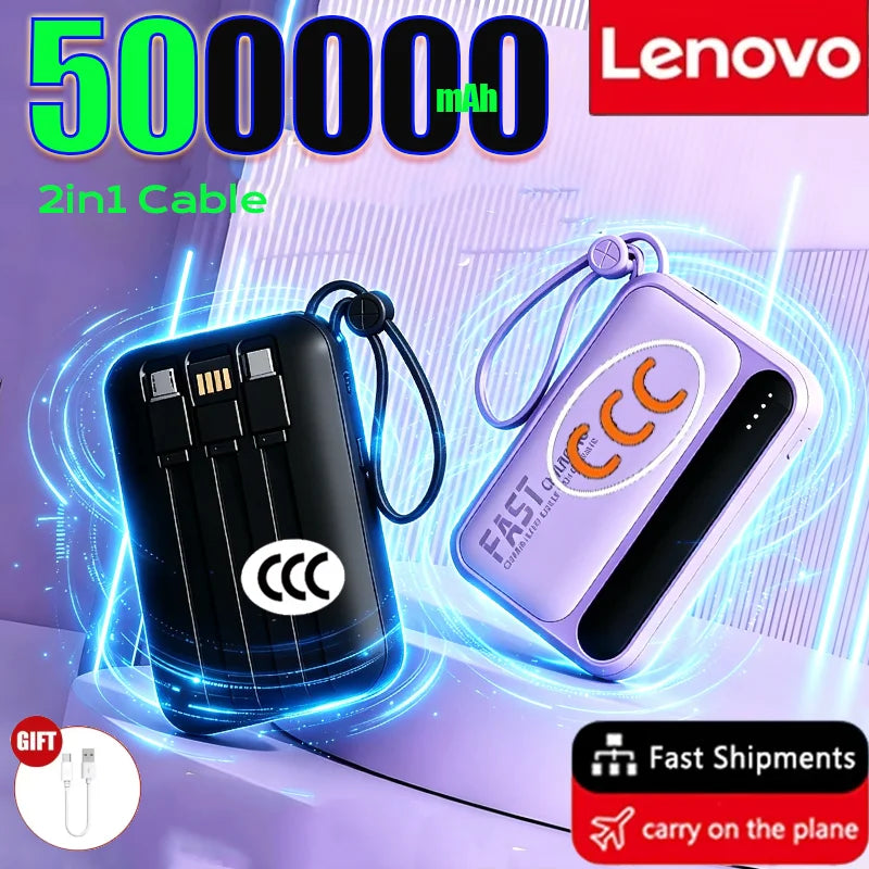 Power Bank Lenovo Mini 120W com 4 Cabos Integrados