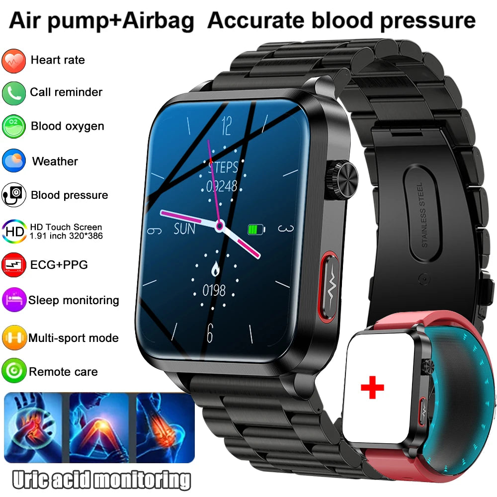 Smartwatch Masculino Quadrado AMOLED — Chamadas Bluetooth, Saúde Completa e Design Premium