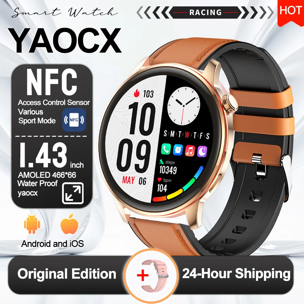 Smartwatch Feminino Elegante — Rosa e Dourado, Saúde Completa e Notificações Inteligentes