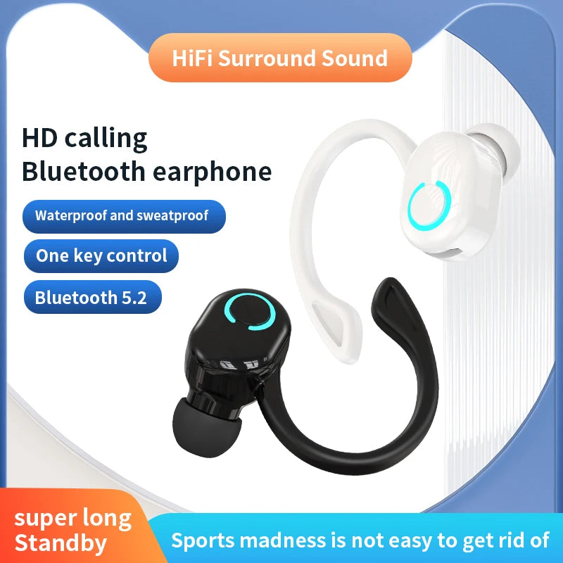 Auriculares Bluetooth HIFI Bass — Cancelamento de Ruído, Microfone HD e À Prova de Água