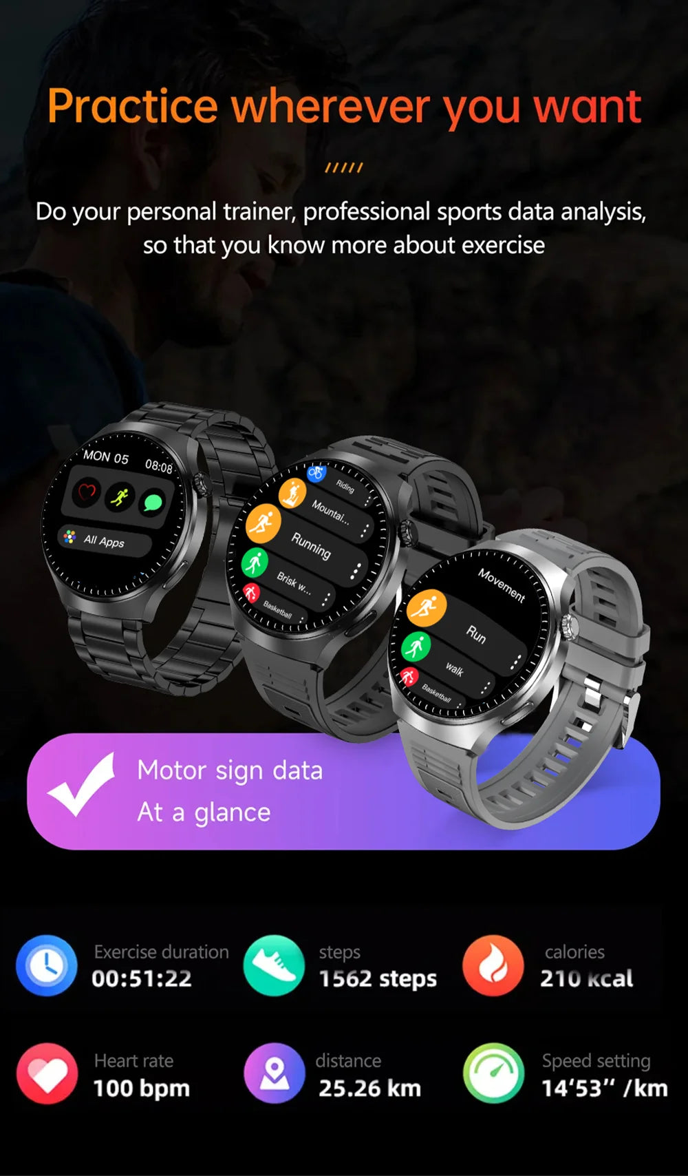 Smartwatch GT4 HD 1.52'' com Chamadas Bluetooth e Assistente de Voz
