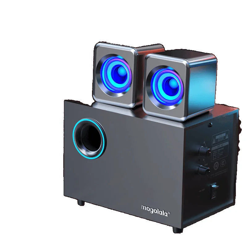 Coluna Bluetooth para Computador em Madeira — Subwoofer 3D Surround, Alto Volume e Gaming