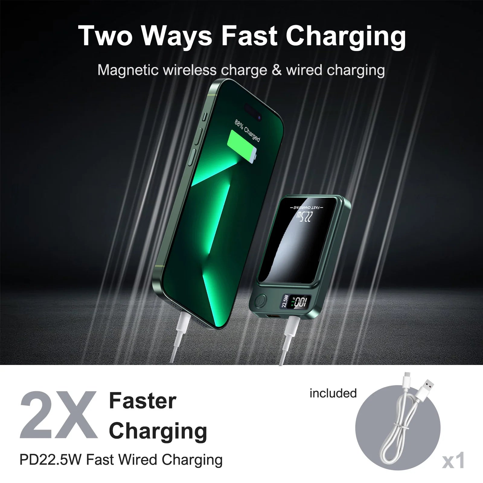 Power Bank Magnético Sem Fios 10000mAh 22.5W
