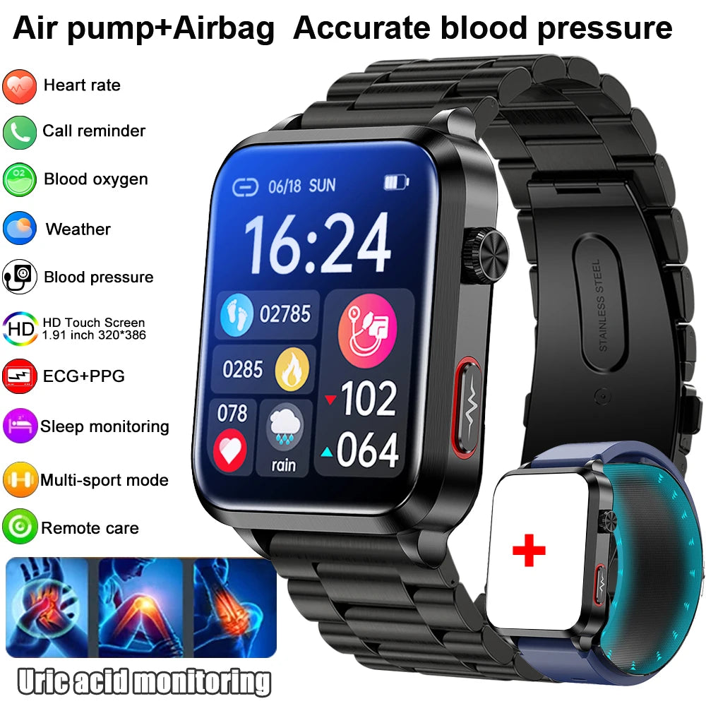Smartwatch Masculino Quadrado AMOLED — Chamadas Bluetooth, Saúde Completa e Design Premium