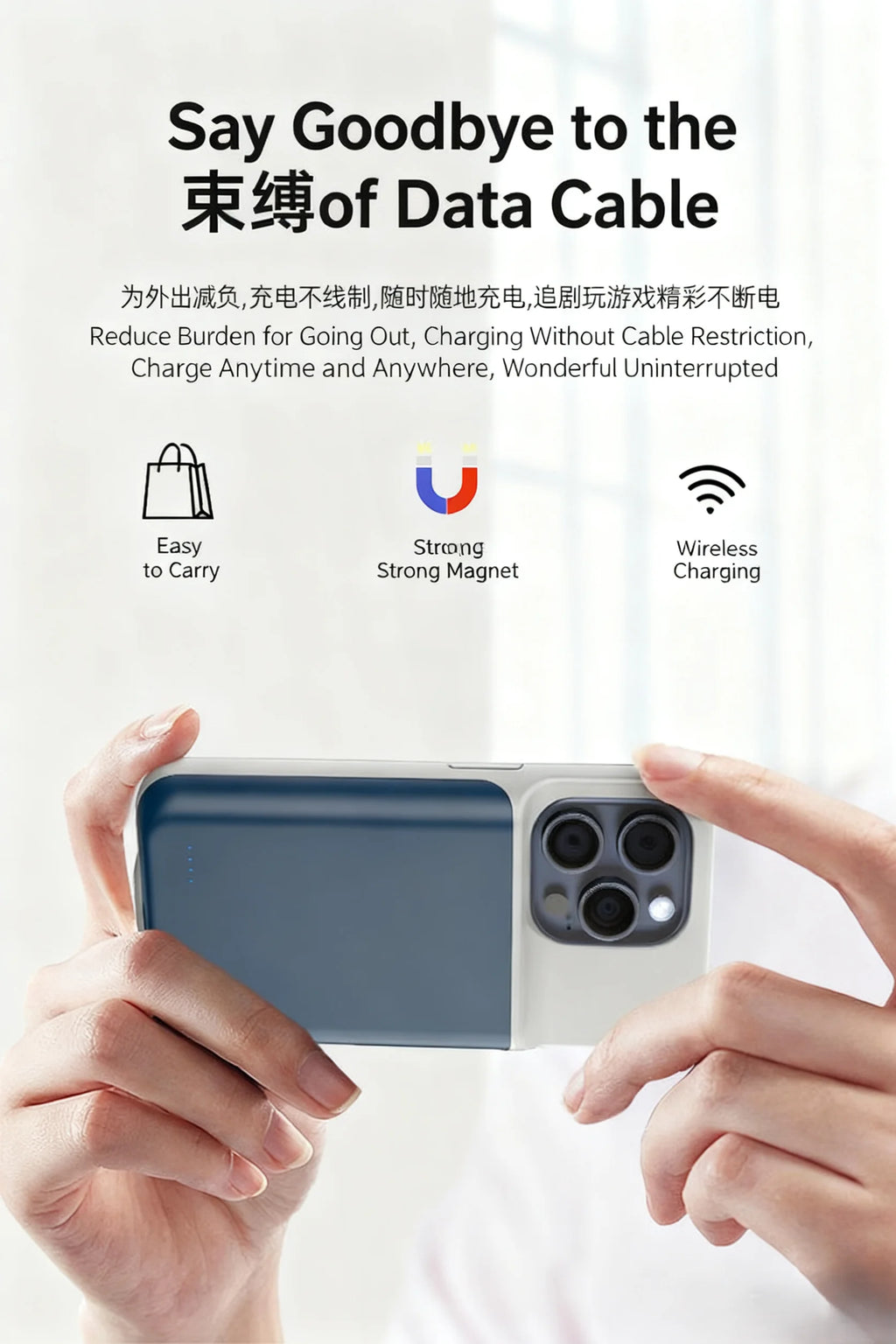 Capa com Bateria 6800mAh para iPhone 17, 16, 15, 14, 13, 12, 11 Series — Power Bank Portátil