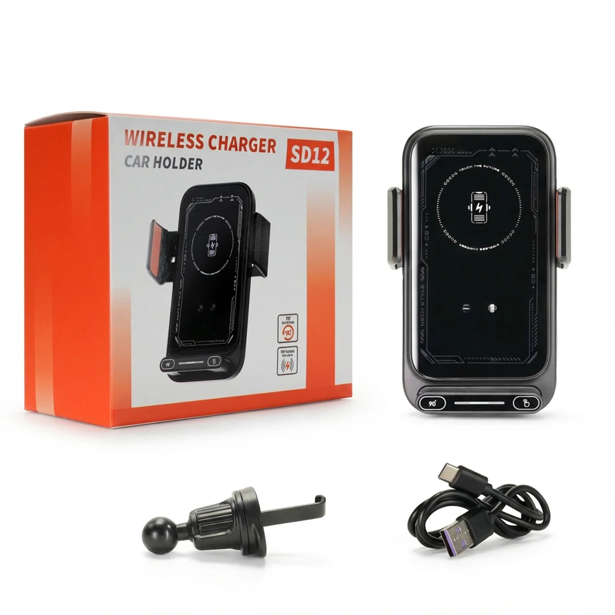 Suporte de Carro com Carregamento Sem Fios 15W Qi — Libertação Automática