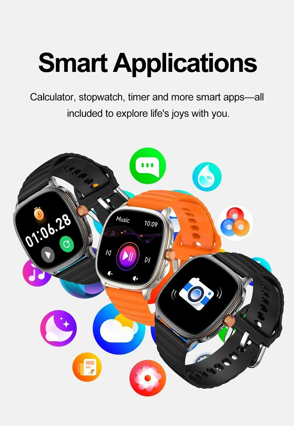 Smartwatch 2026 — Ecrã HD 1.73'', Voz AI, Música, Meteorologia, Modos Desportivos e IP68