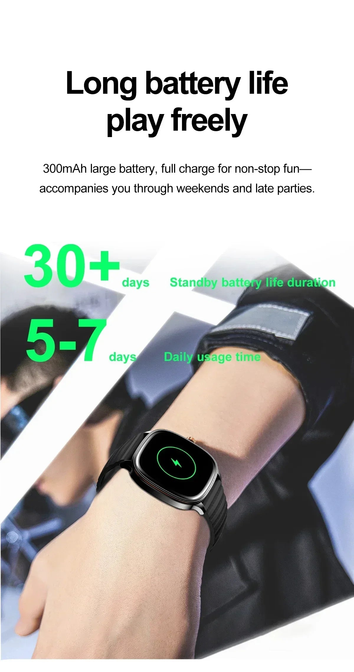 Smartwatch 2026 — Ecrã HD 1.73'', Voz AI, Música, Meteorologia, Modos Desportivos e IP68