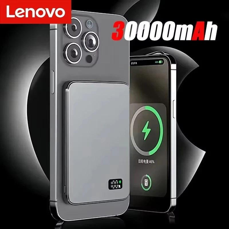 Power Bank Magnético Lenovo Ultra-Fino 22.5W com Carregamento Sem Fios