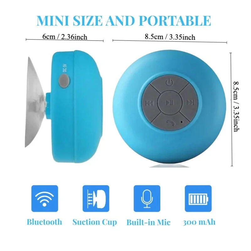 Coluna Bluetooth À Prova de Água com Ventosa — Para Carro, Duche e Exterior