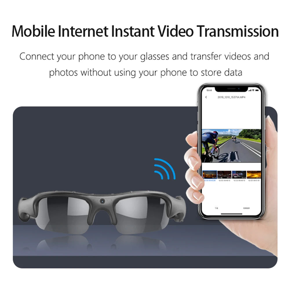 Óculos de Sol com Câmara WiFi 1080P — Gravação HD para Carro, Ciclismo, Caminhadas e Pesca