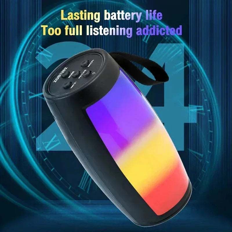 Coluna Bluetooth Portátil 1202 Pro — Subwoofer Bass, LED e Som Estéreo de Alta Qualidade