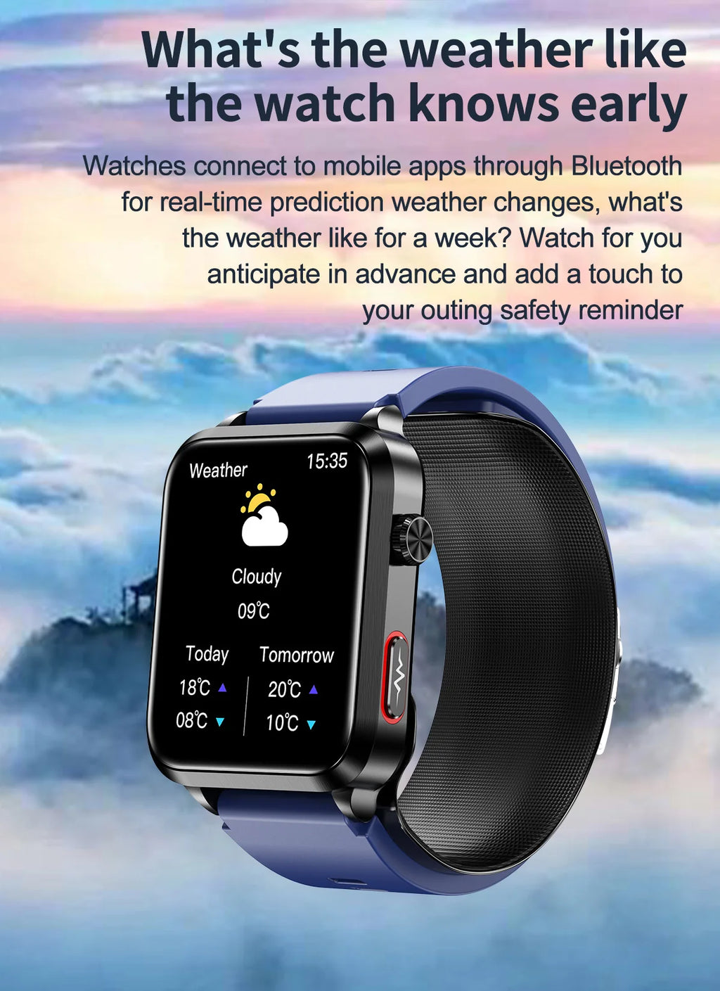 Smartwatch Masculino Quadrado AMOLED — Chamadas Bluetooth, Saúde Completa e Design Premium