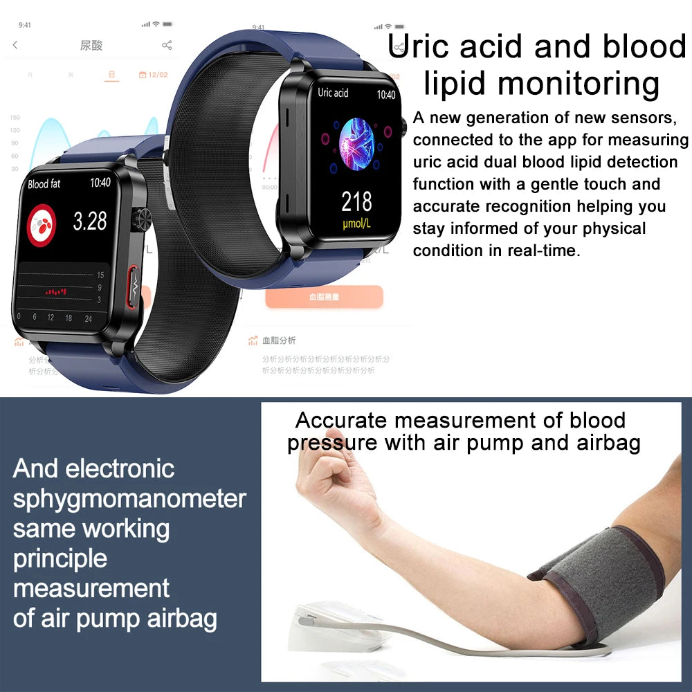 Smartwatch Masculino Quadrado AMOLED — Chamadas Bluetooth, Saúde Completa e Design Premium
