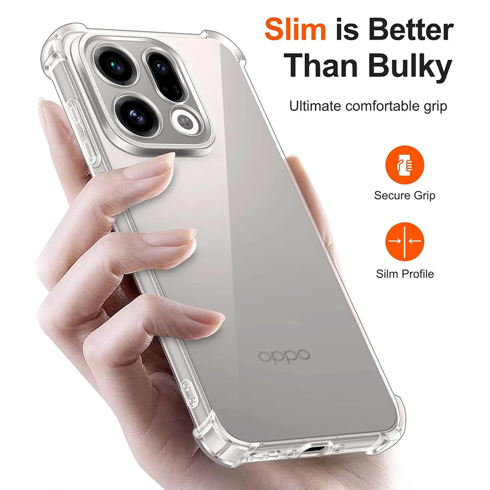 Shockproof Silicone Soft Case For OPPO Find X9 X8 X8S X7 X6 X5 Pro Ultra Lite Transparent Shell Ultra Thin Clear TPU Back Cover