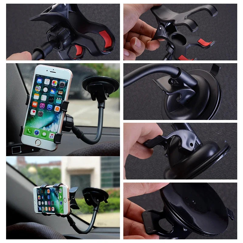 Suporte Telefónico Universal para Carro — Dashboard, Para-brisas e GPS 360°
