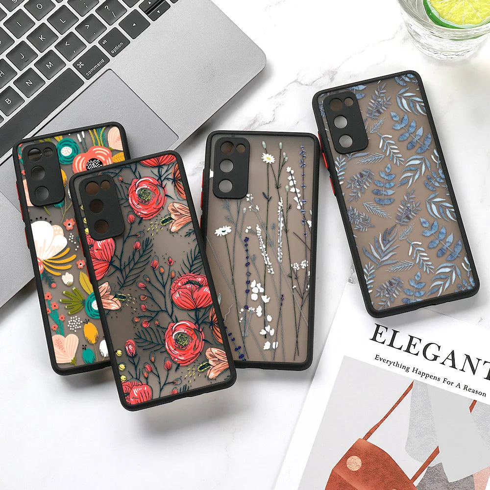 Capa Matte com Padrão Floral para Samsung Galaxy S Series