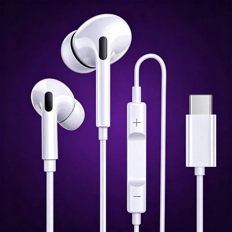 Auriculares USB-C com Cancelamento de Ruído para iPhone 15/16 e Android