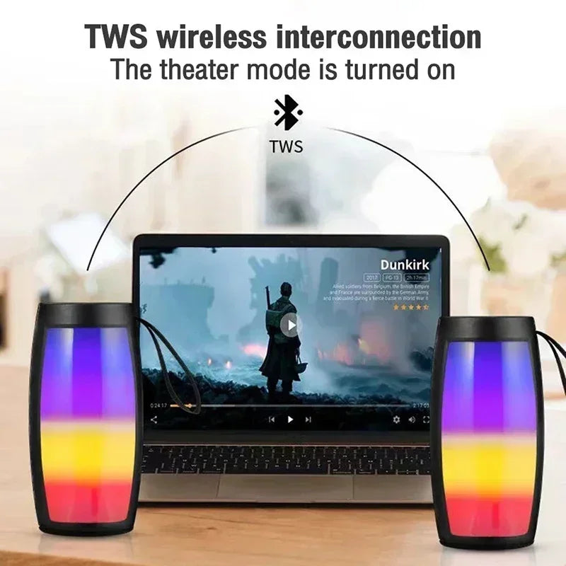 Coluna Bluetooth Portátil 1202 Pro — Subwoofer Bass, LED e Som Estéreo de Alta Qualidade