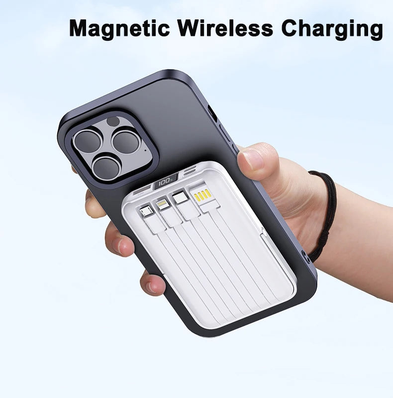 Power Bank MagSafe 20000mAh Carregamento Rápido Sem Fios com Suporte