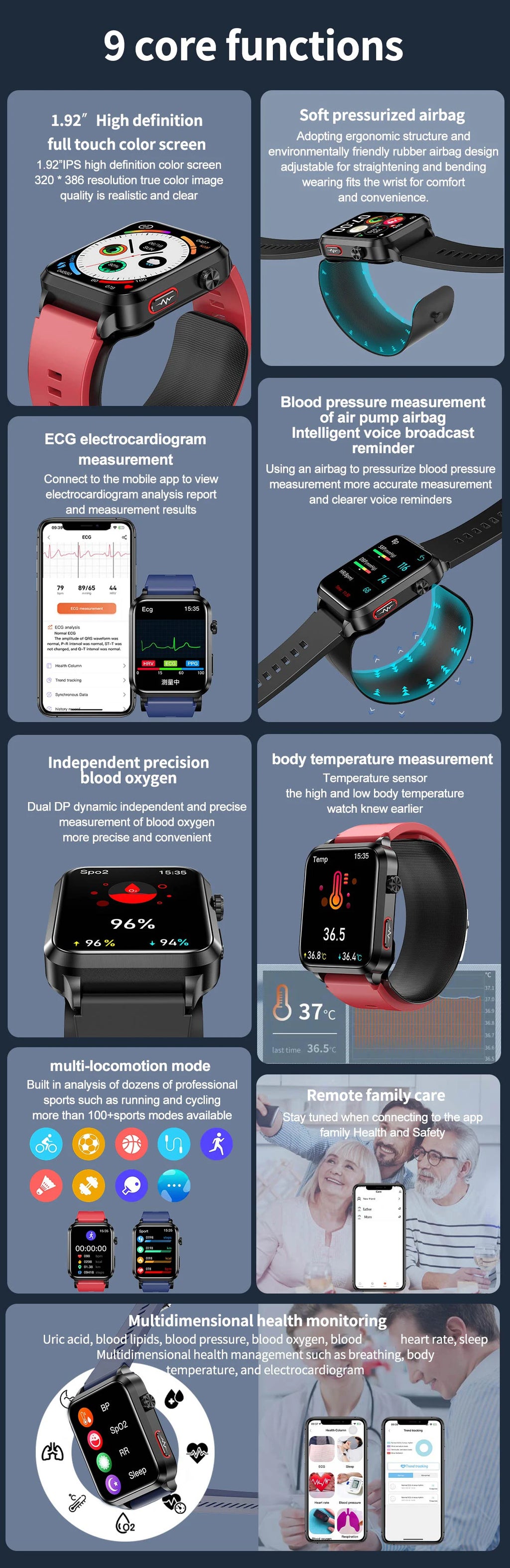 Smartwatch Masculino Quadrado AMOLED — Chamadas Bluetooth, Saúde Completa e Design Premium