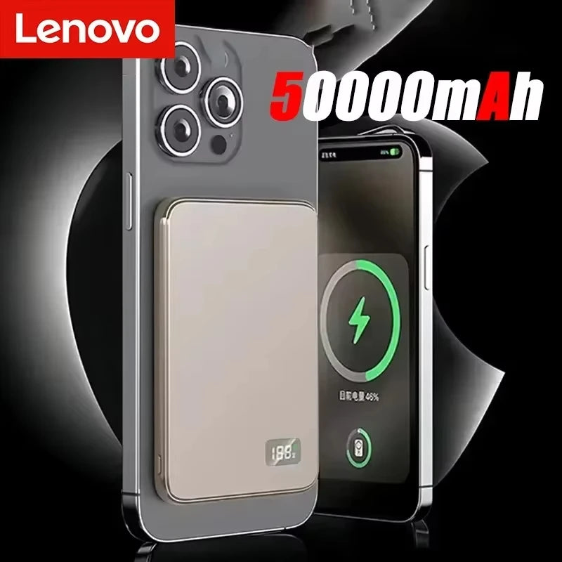 Power Bank Magnético Lenovo Ultra-Fino 22.5W com Carregamento Sem Fios