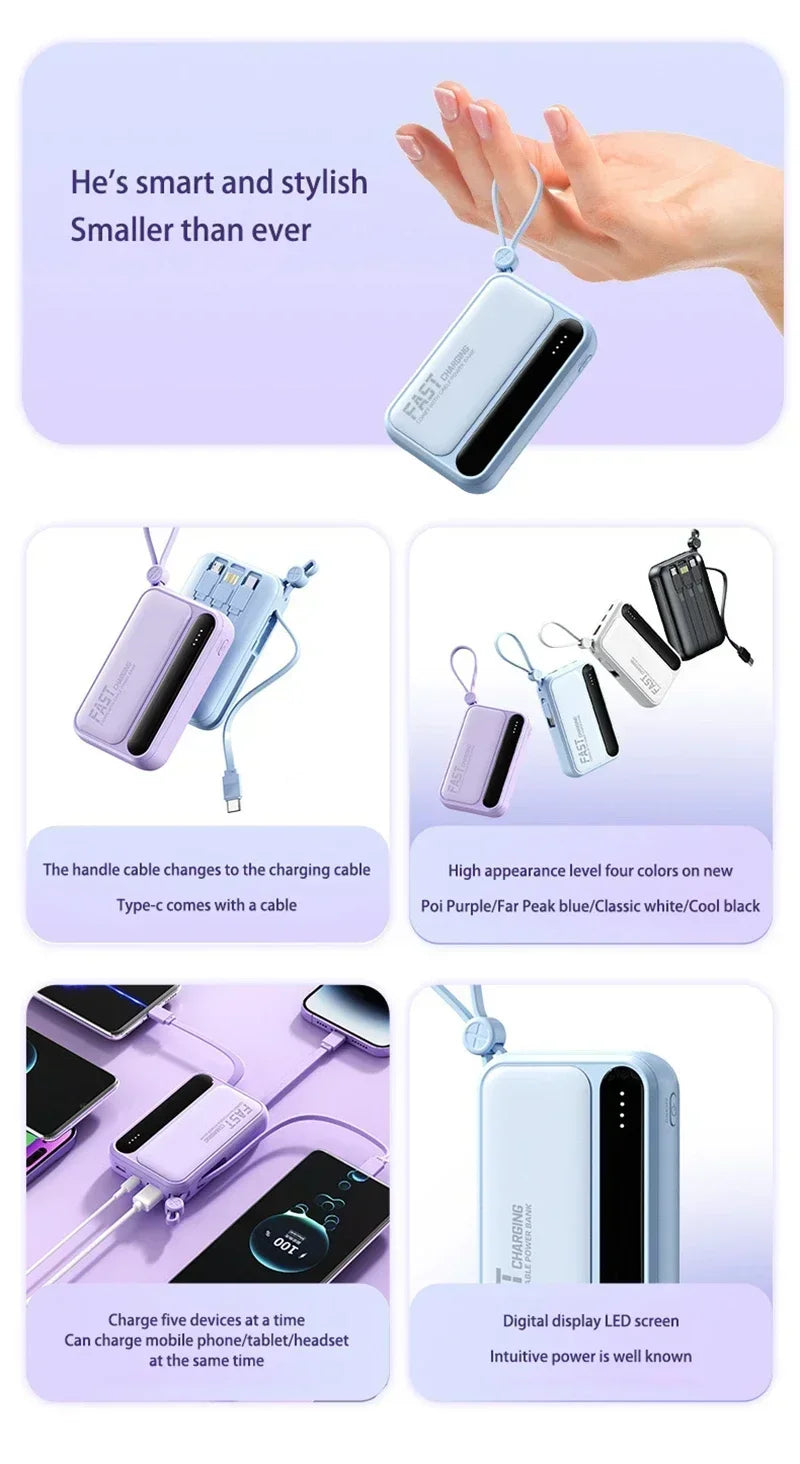 Power Bank Lenovo Mini 120W com 4 Cabos Integrados