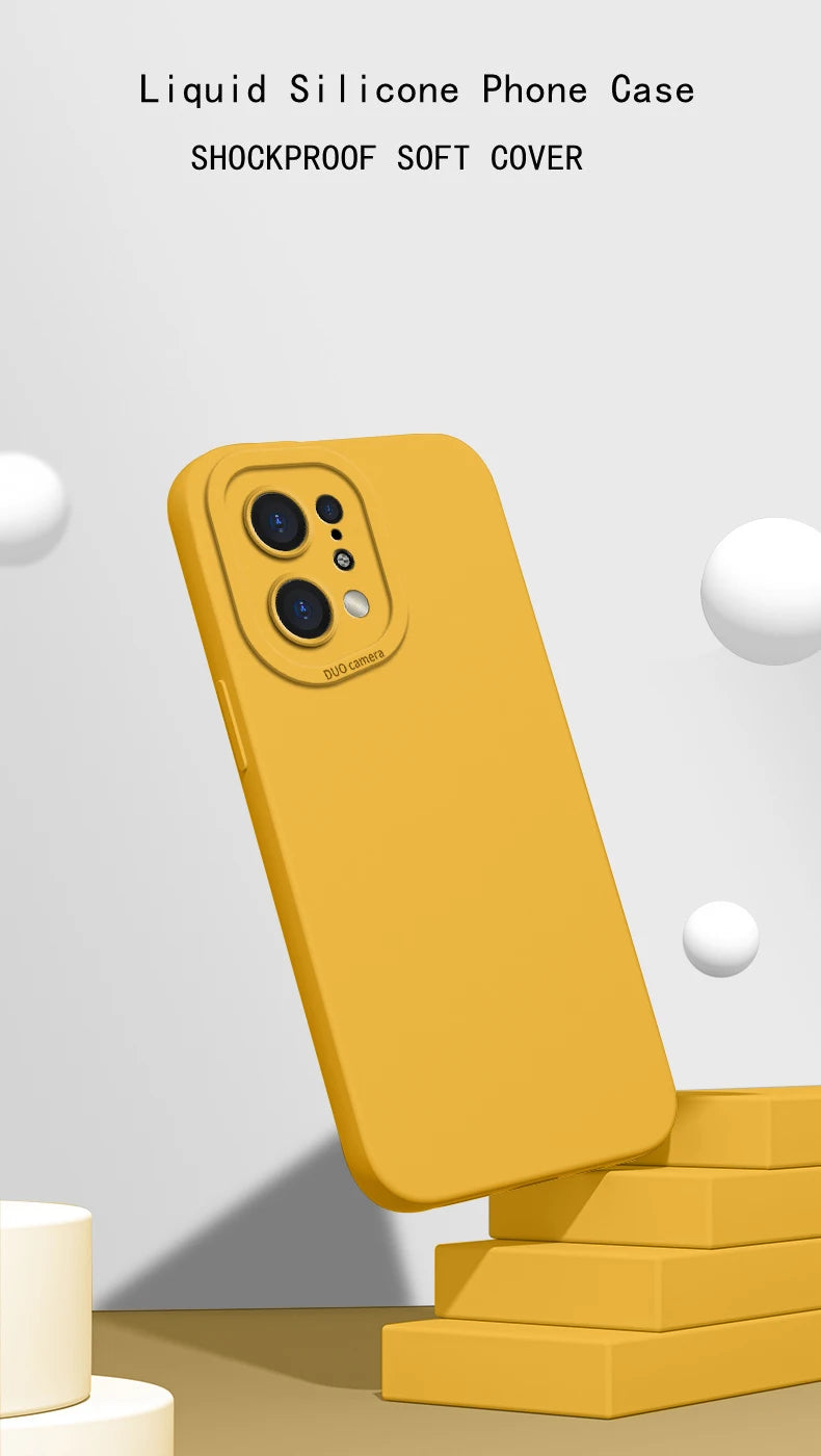 Fashion Lens Protection Liquid Silicone Phone Case for OPPO Find X5 X6 X7 Pro X3 Lite Built-in Fluff Shockproof Soft Cover Shell