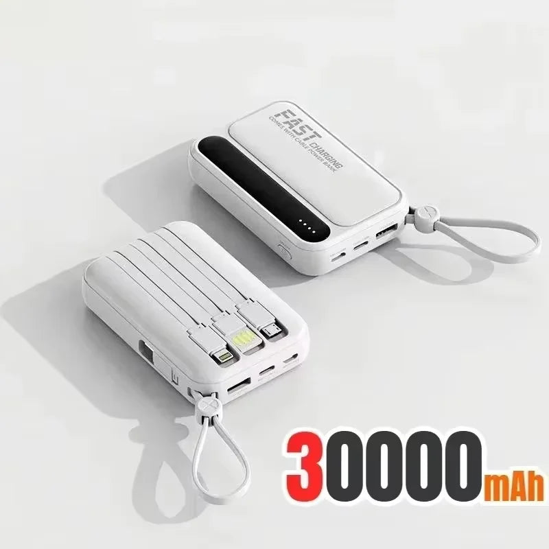 Power Bank Lenovo com 4 Cabos Integrados e Carregamento Rápido