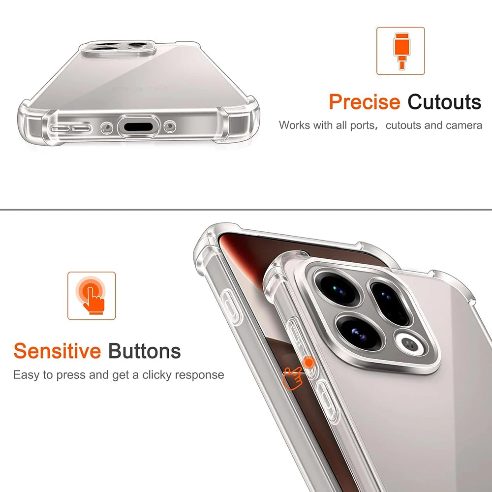 Shockproof Silicone Soft Case For OPPO Find X9 X8 X8S X7 X6 X5 Pro Ultra Lite Transparent Shell Ultra Thin Clear TPU Back Cover