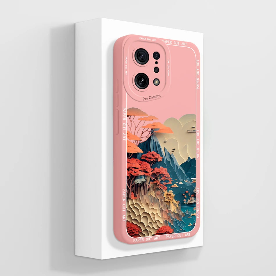 Capa Silicone Líquido Estilo Artístico para OPPO Find X5 Pro Lite