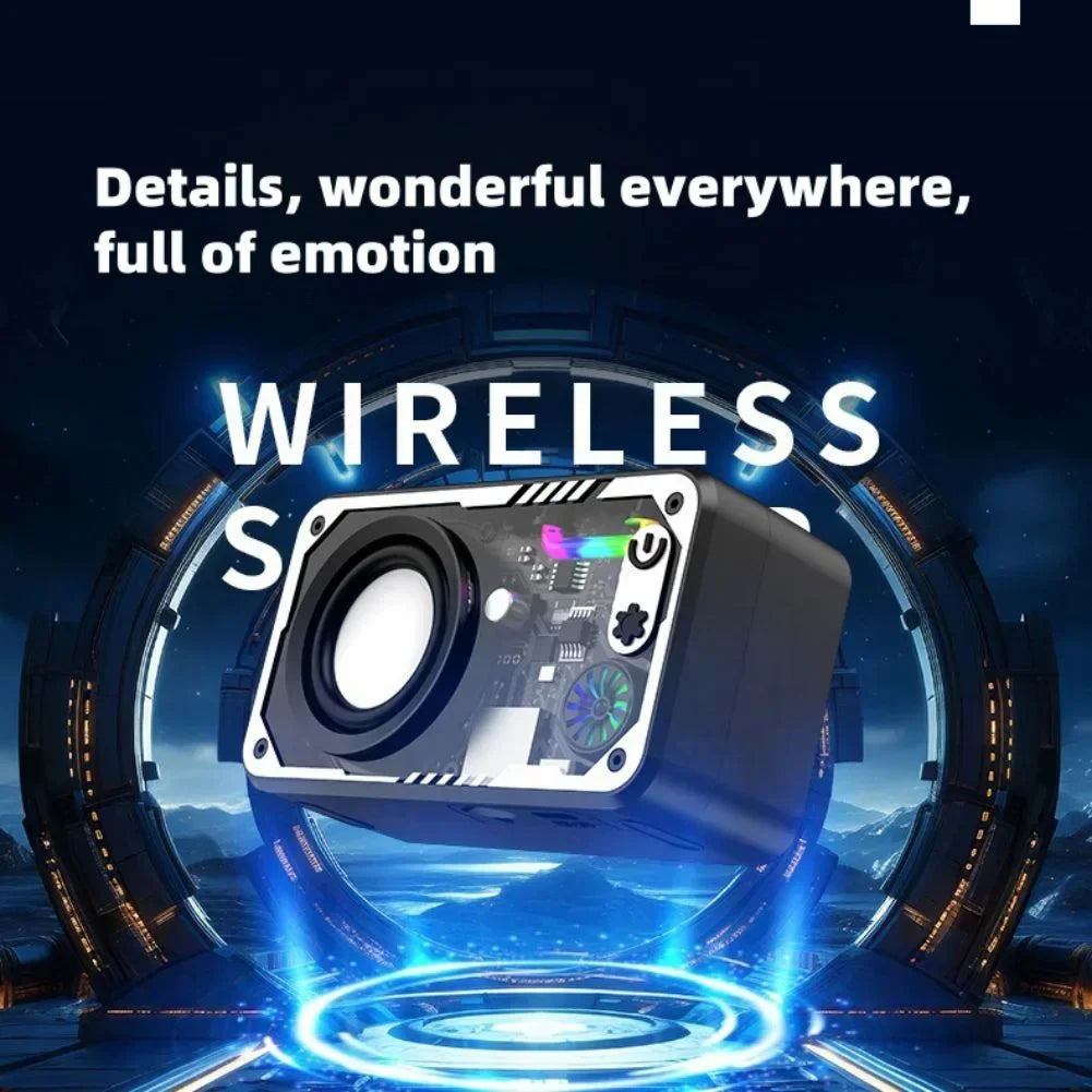 Coluna Bluetooth V5.3 — LED, 1800mAh, Suporte Cartão TF e Som Potente para Exterior