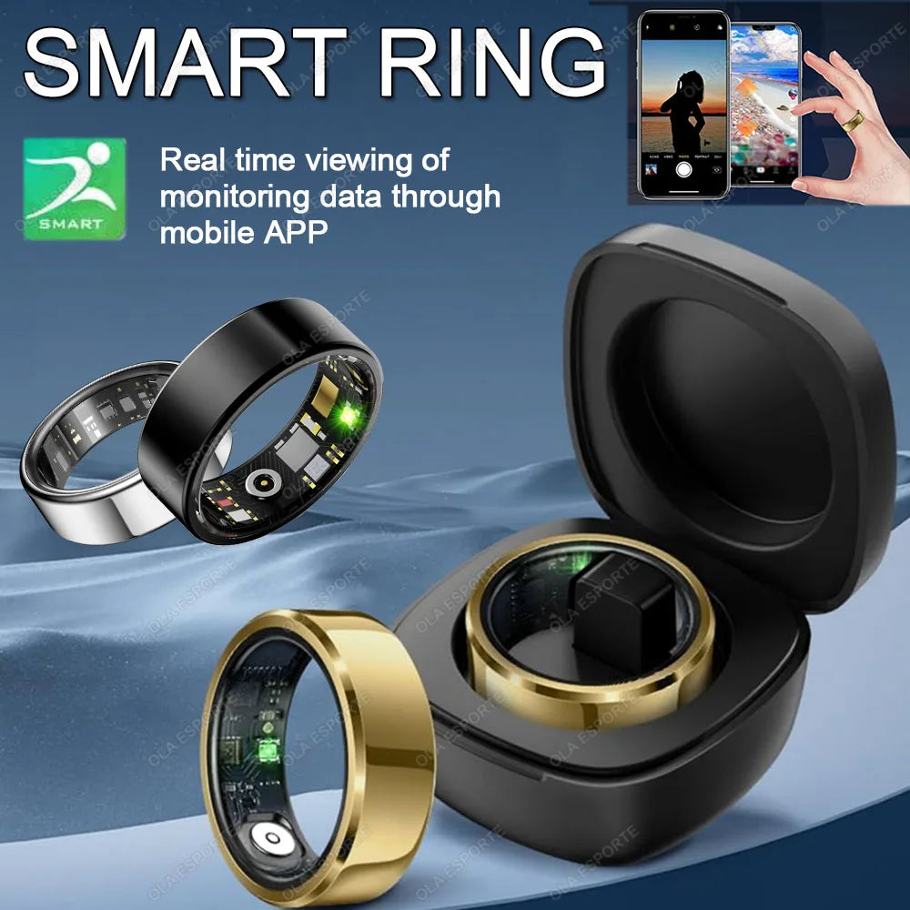 Smart Ring 2025 — Pressão Arterial, Frequência Cardíaca, Sono, IP68 e 5ATM para Homem e Mulher