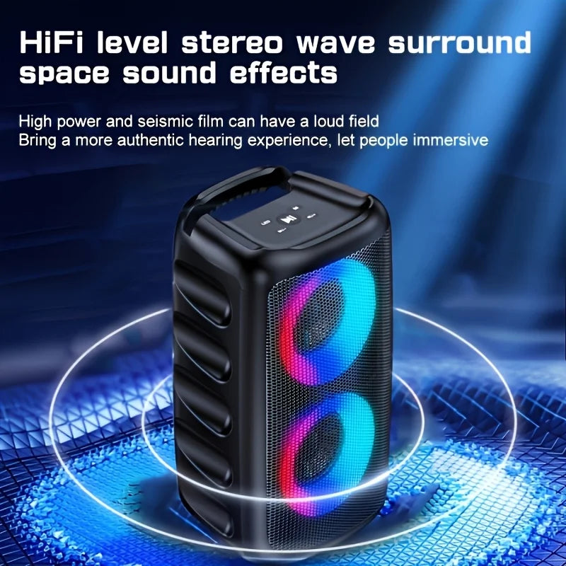 Coluna Bluetooth Portátil 6000W com Luzes Coloridas para Exterior