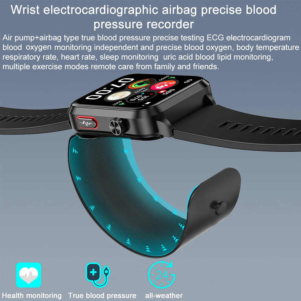 Smartwatch Masculino Quadrado AMOLED — Chamadas Bluetooth, Saúde Completa e Design Premium