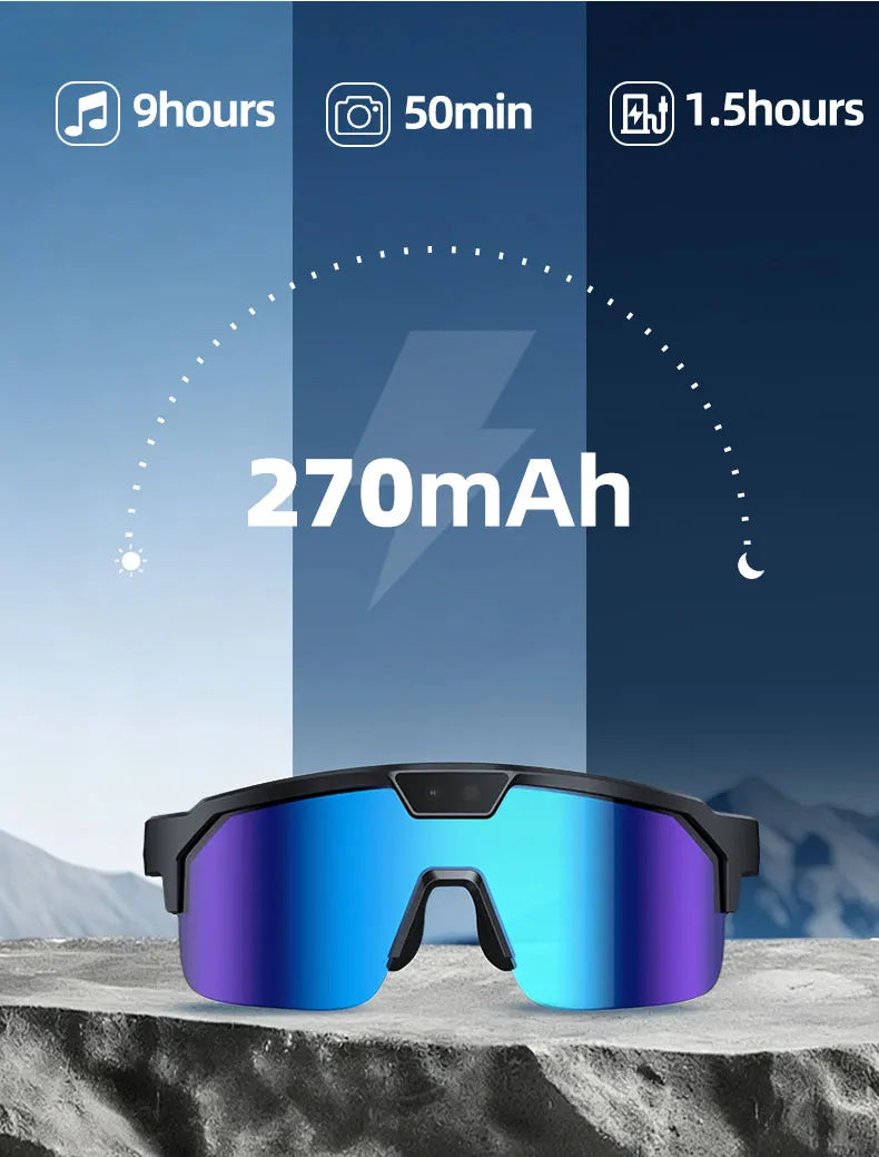 Óculos Inteligentes IA com Câmara 4K HD — 8MP, Anti-vibração, Tradução em Tempo Real e Desporto Outdoor