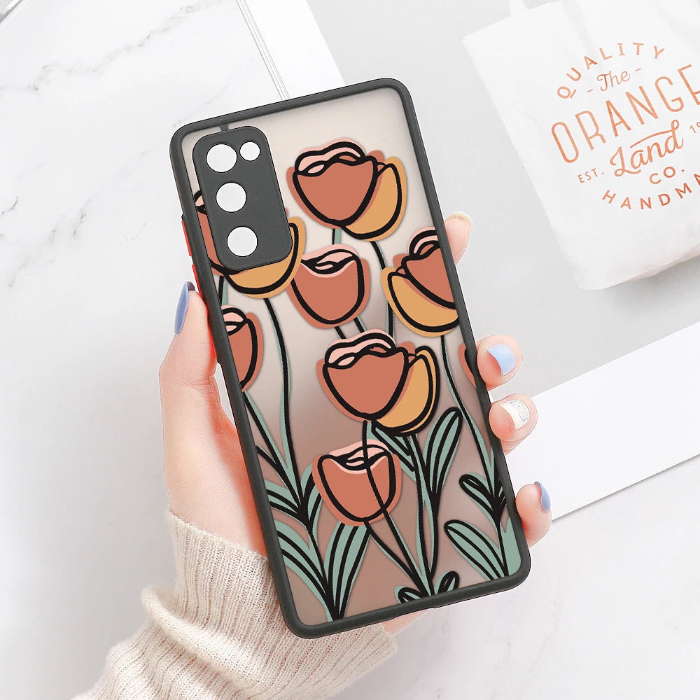 Capa Matte com Padrão Floral para Samsung Galaxy S Series
