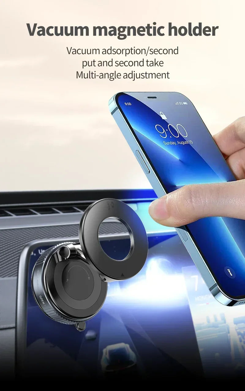 Suporte Magnético para Carro 360° com Ventósa e 16 Ímãs