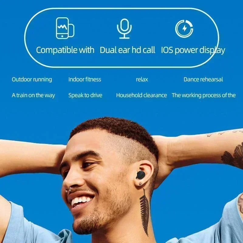 Earbuds TWS Bluetooth 5.3 com Cancelamento de Ruído Ativo — HiFi, À Prova de Água e 5 Cores