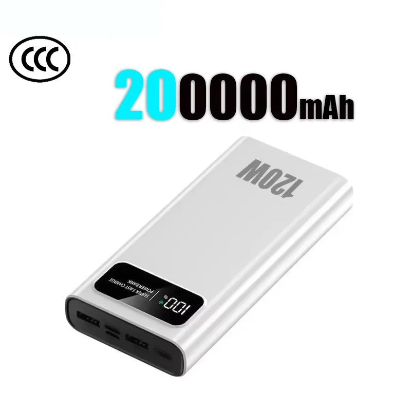 Power Bank Lenovo 120W Alta Capacidade com Display Digital e 4 Interfaces