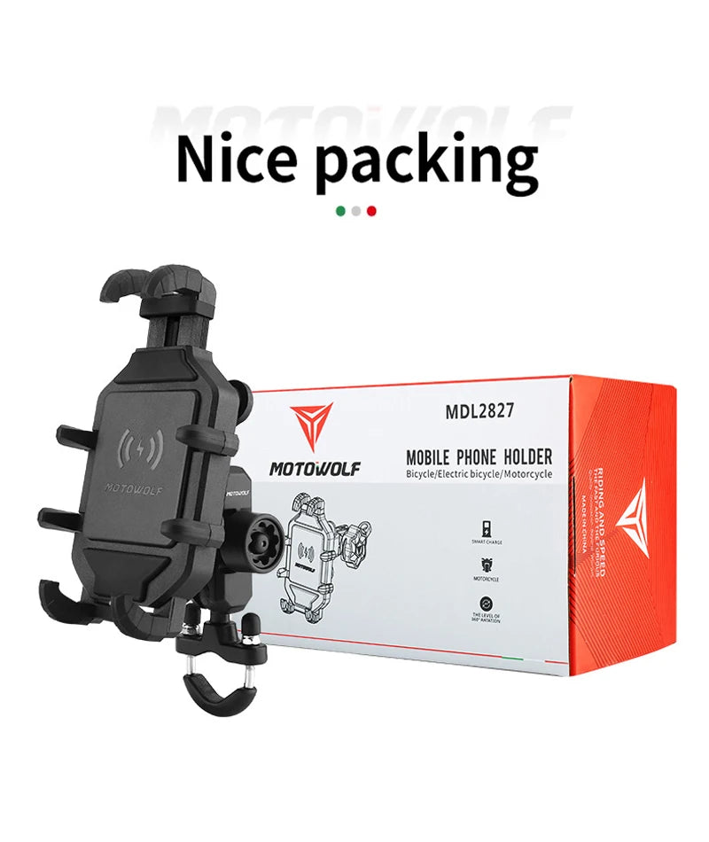 Suporte de Telefónico para Mota com Carregamento Sem Fios QC3.0 e GPS