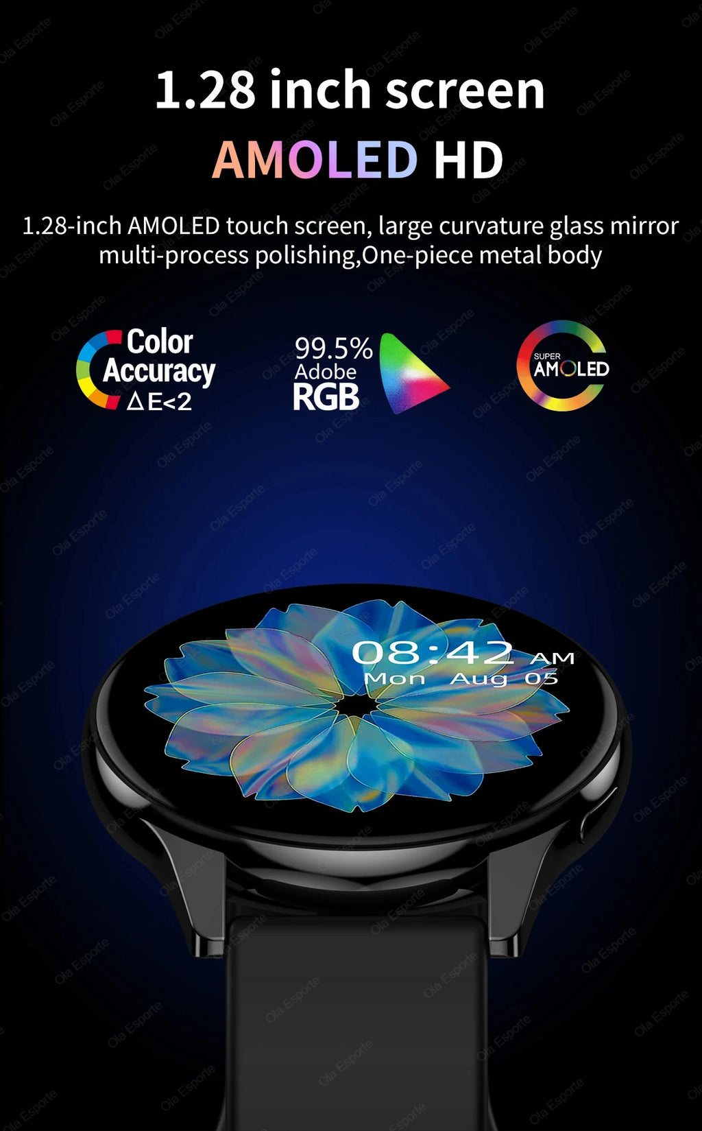 Smartwatch Ultra Fino em Aço Inoxidável — Design Slim Premium, Saúde Completa e Notificações