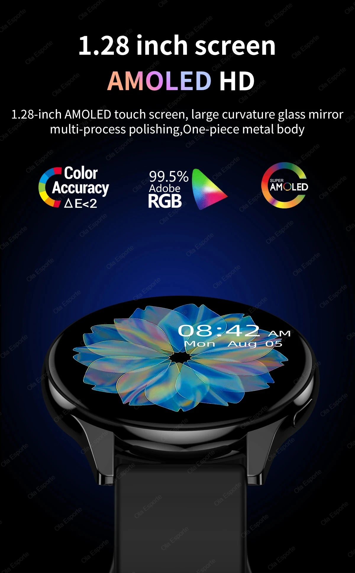 Smartwatch Ultra Fino em Aço Inoxidável — Design Slim Premium, Saúde Completa e Notificações