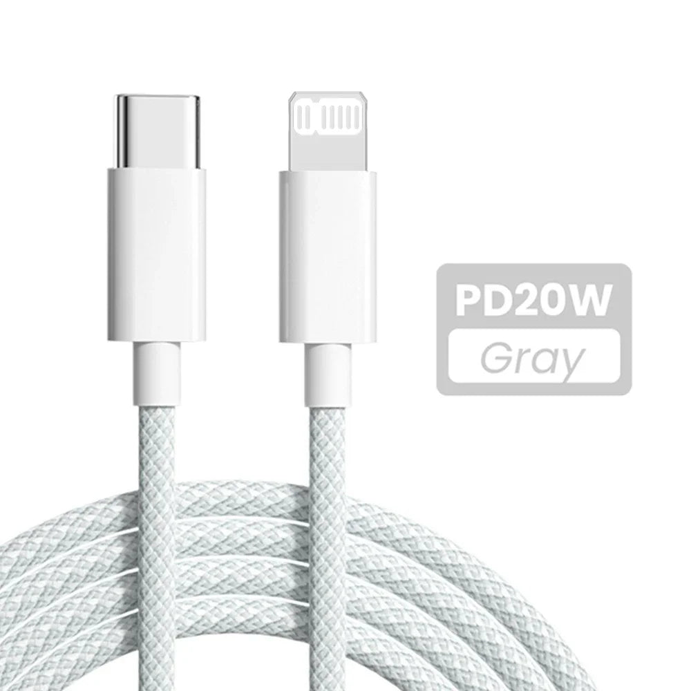 Cabo USB-C para iPhone 14, 13, 12 e 11 PD 20W — Carregamento Rápido 1m/2m