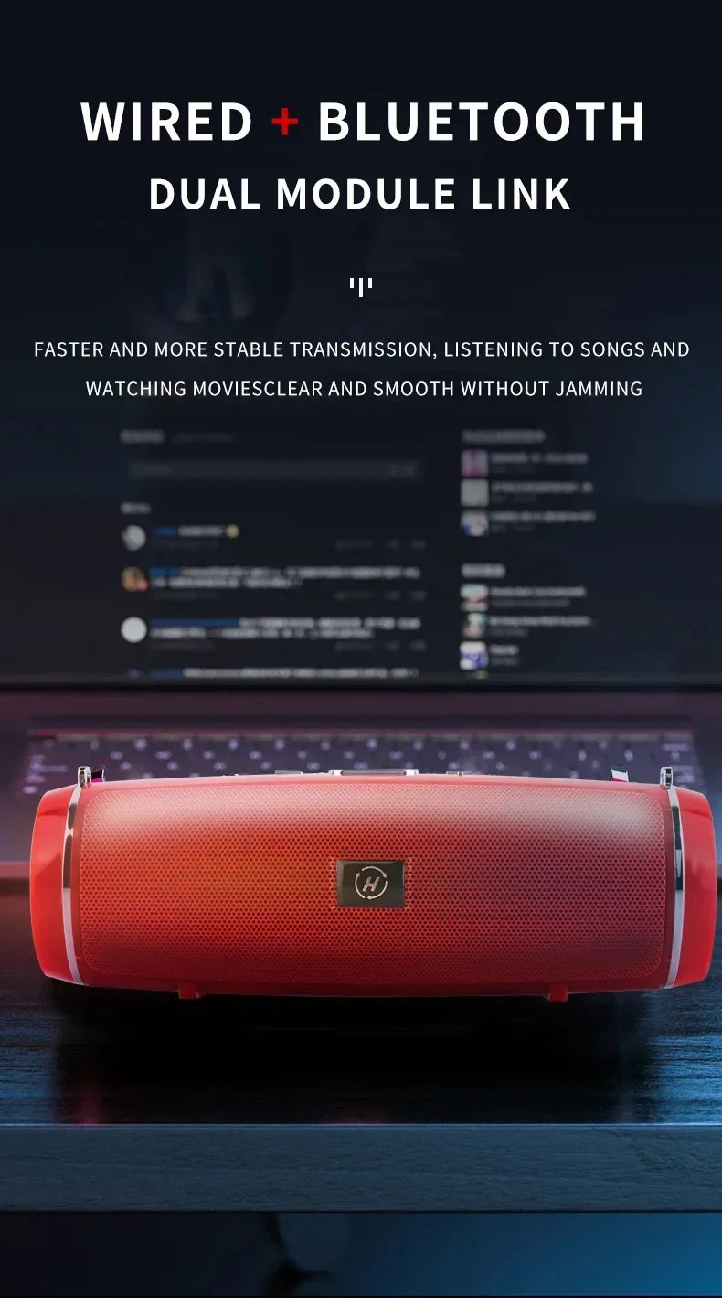 Coluna Bluetooth Sem Fios 200W — Alta Potência, Som 3D Estéreo Surround, TWS e FM